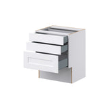 Hugo&Borg Jolie 24-in W x 30-in H x 21-in D Warm White 3-Drawer Base Fully Assembled Cabinet (Recessed Panel Style)