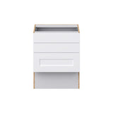 Hugo&Borg Jolie 24-in W x 30-in H x 21-in D Warm White 3-Drawer Base Fully Assembled Cabinet (Recessed Panel Style)