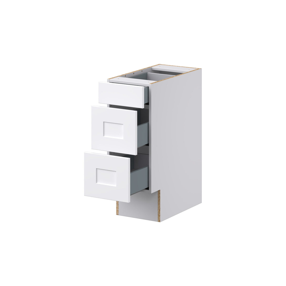 Hugo&Borg 12-in W x 32.5-in H x 24-in D Warm White 3-Drawer Base Fully Assembled Cabinet (Recessed Panel Style)