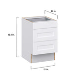 Hugo&Borg Jolie 21-in W x 32.5-in H x 24-in D Warm White 3-Drawer Base Fully Assembled Cabinet (Recessed Panel Style)