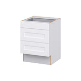 Hugo&Borg 24-in W x 32.5-in H x 24-in D Warm White 3-Drawer Base Fully Assembled Cabinet (Recessed Panel Style)