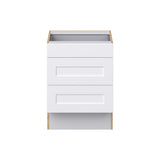 Hugo&Borg 24-in W x 32.5-in H x 24-in D Warm White 3-Drawer Base Fully Assembled Cabinet (Recessed Panel Style)