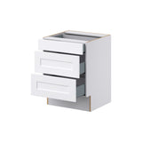 Hugo&Borg 24-in W x 32.5-in H x 24-in D Warm White 3-Drawer Base Fully Assembled Cabinet (Recessed Panel Style)