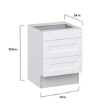 Hugo&Borg 24-in W x 32.5-in H x 24-in D Warm White 3-Drawer Base Fully Assembled Cabinet (Recessed Panel Style)