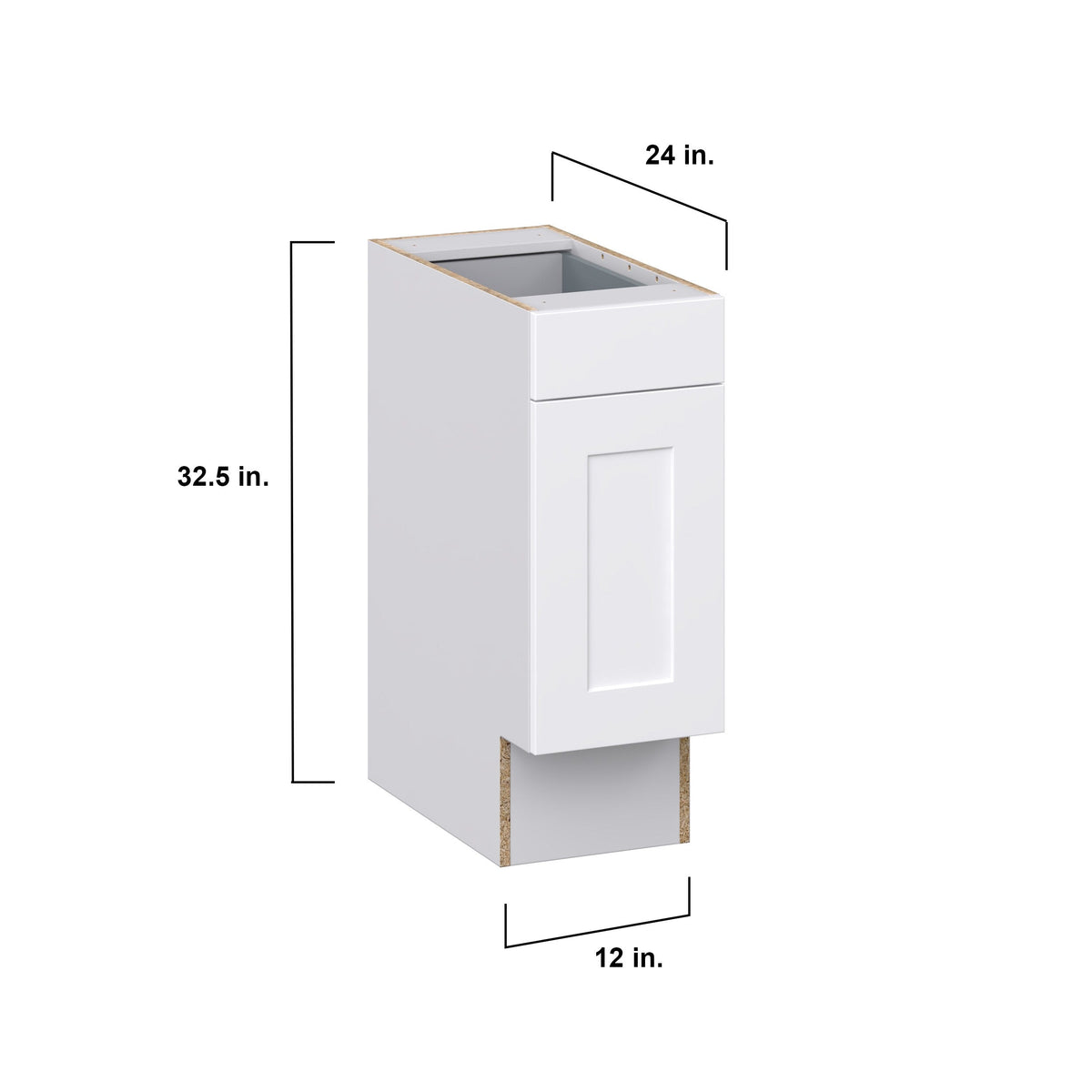 Hugo&Borg Jolie 12-in W x 34.5-in H x 24-in D Warm White 1-Drawer Base Fully Assembled Cabinet (Recessed Panel Shaker Style)