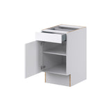 Hugo&Borg Jolie 18-in W x 34.5-in H x 25-in D Warm White 1-Drawer Base Fully Assembled Cabinet (Recessed Panel Shaker Style)