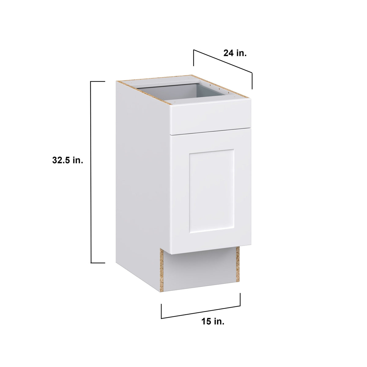 Hugo&Borg Jolie 15-in W x 34.5-in H x 25-in D Warm White 1-Drawer Base Fully Assembled Cabinet (Recessed Panel Shaker Style)