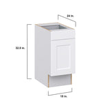 Hugo&Borg Jolie 15-in W x 34.5-in H x 25-in D Warm White 1-Drawer Base Fully Assembled Cabinet (Recessed Panel Shaker Style)