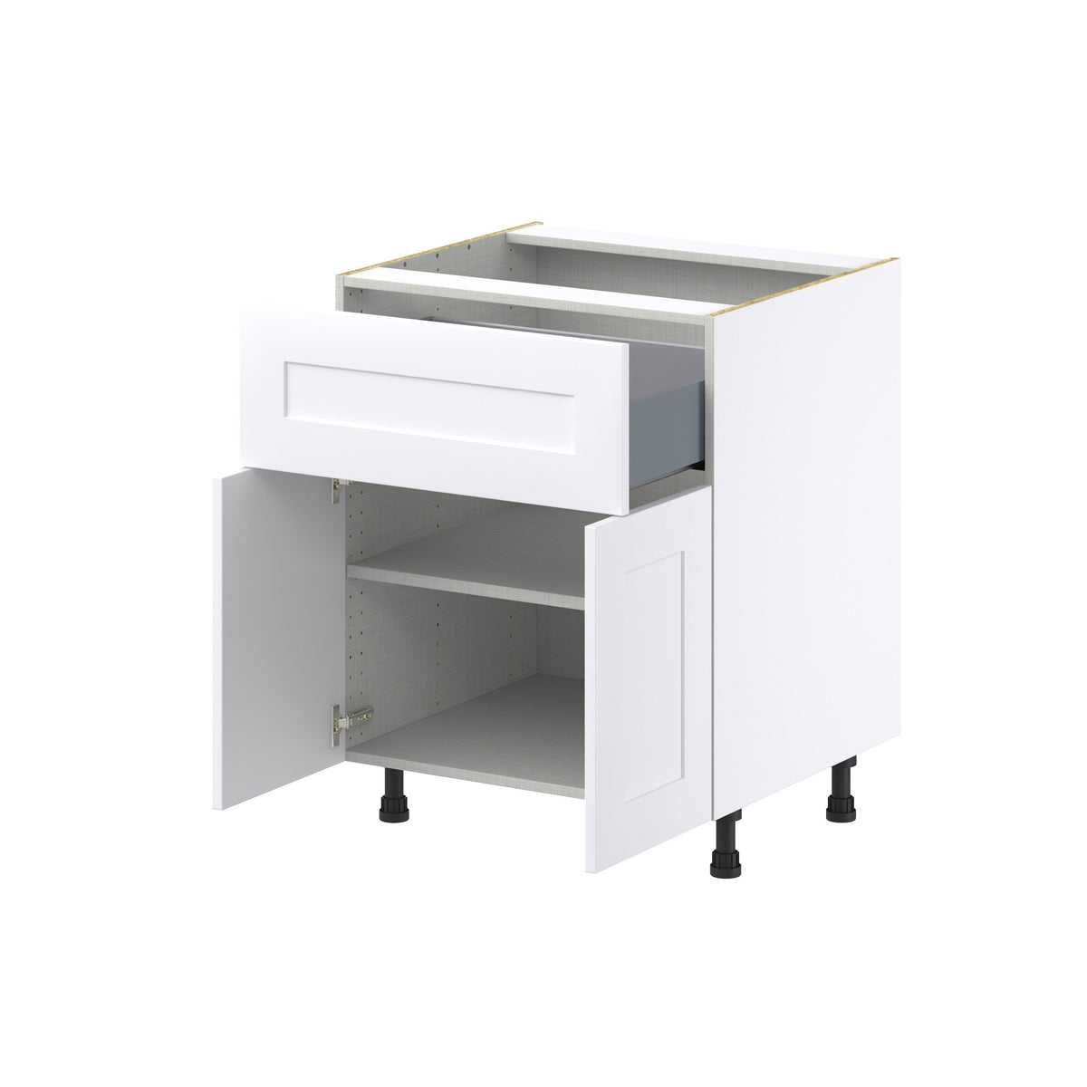 Hugo&Borg Jolie 27-in W x 34.5-in H x 25-in D Warm White 1-Drawer Base Fully Assembled Cabinet (Recessed Panel Shaker Style)