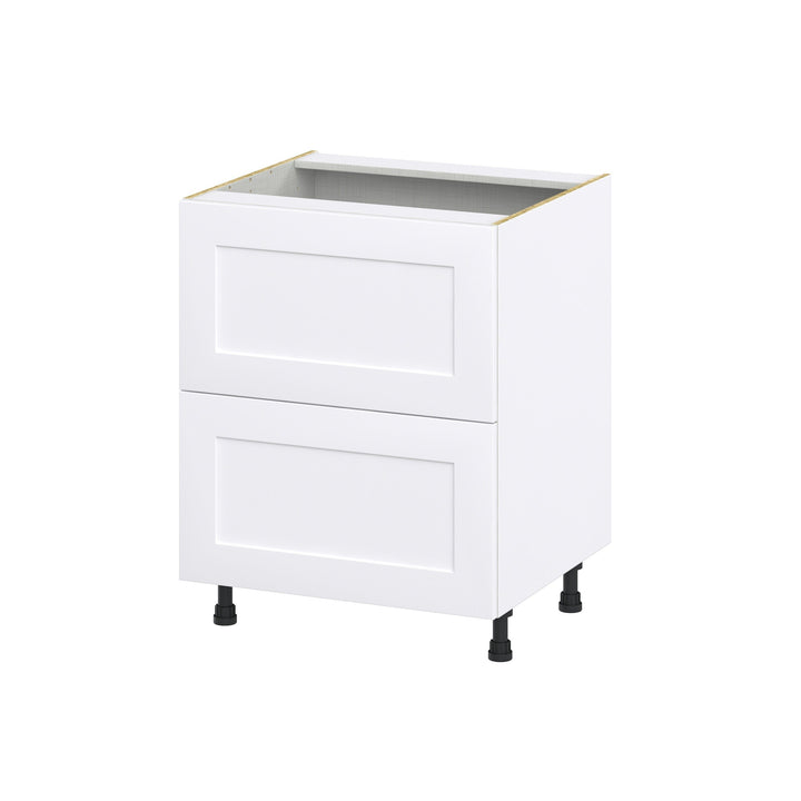 Hugo&Borg 27-in W x 34.5-in H x 24-in D Warm White 2-Drawer Base Fully Assembled Cabinet (Recessed Panel Style)