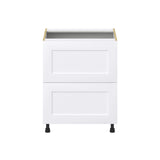 Hugo&Borg 27-in W x 34.5-in H x 24-in D Warm White 2-Drawer Base Fully Assembled Cabinet (Recessed Panel Style)