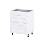 Hugo&Borg 27-in W x 34.5-in H x 24-in D Warm White 3-Drawer Base Fully Assembled Cabinet (Recessed Panel Style)