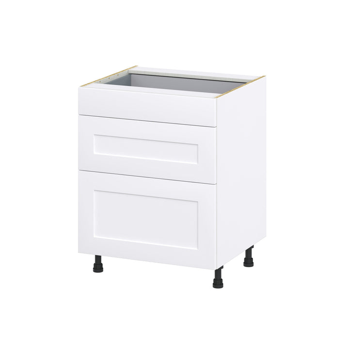 Hugo&Borg 27-in W x 34.5-in H x 24-in D Warm White 3-Drawer Base Fully Assembled Cabinet (Recessed Panel Style)