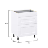 Hugo&Borg 27-in W x 34.5-in H x 24-in D Warm White 3-Drawer Base Fully Assembled Cabinet (Recessed Panel Style)