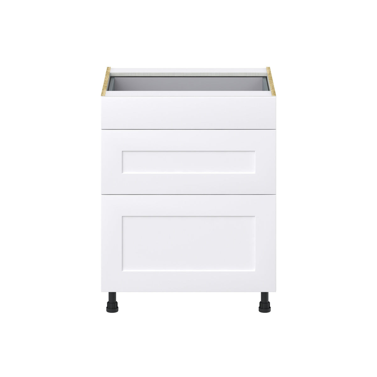 Hugo&Borg 27-in W x 34.5-in H x 24-in D Warm White 3-Drawer Base Fully Assembled Cabinet (Recessed Panel Style)