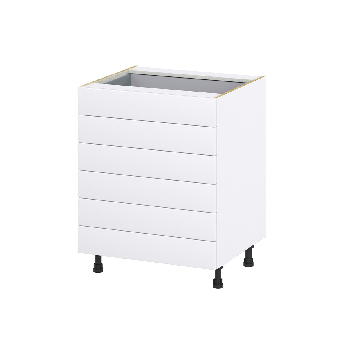 Hugo&Borg Jolie 27-in W x 34.5-in H x 24-in D Warm White 6-Drawer Base Fully Assembled Cabinet (Recessed Panel Style)