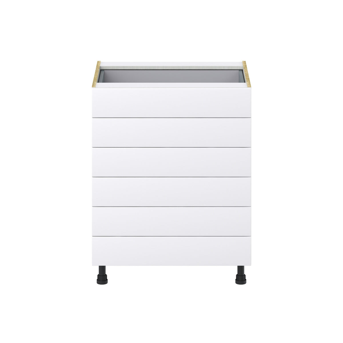 Hugo&Borg Jolie 27-in W x 34.5-in H x 24-in D Warm White 6-Drawer Base Fully Assembled Cabinet (Recessed Panel Style)