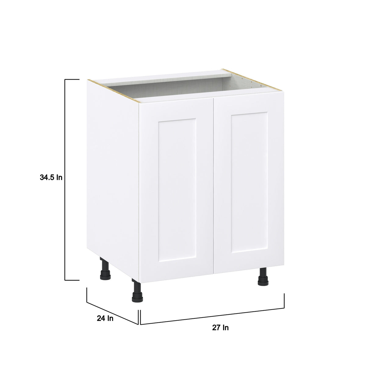 Hugo&Borg Jolie 27-in W x 34.5-in H x 24-in D Warm White Sink Base Fully Assembled Cabinet (Recessed Panel Shaker Style)