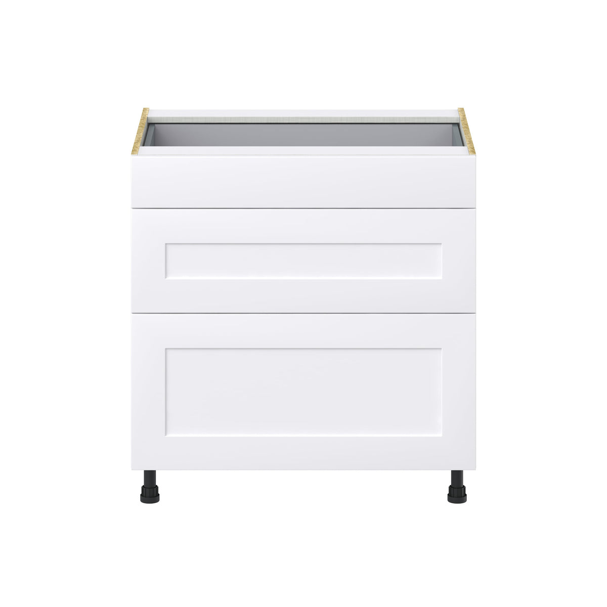 Hugo&Borg 33-in W x 34.5-in H x 24-in D Warm White 3-Drawer Base Fully Assembled Cabinet (Recessed Panel Style)