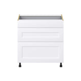 Hugo&Borg 33-in W x 34.5-in H x 24-in D Warm White 3-Drawer Base Fully Assembled Cabinet (Recessed Panel Style)