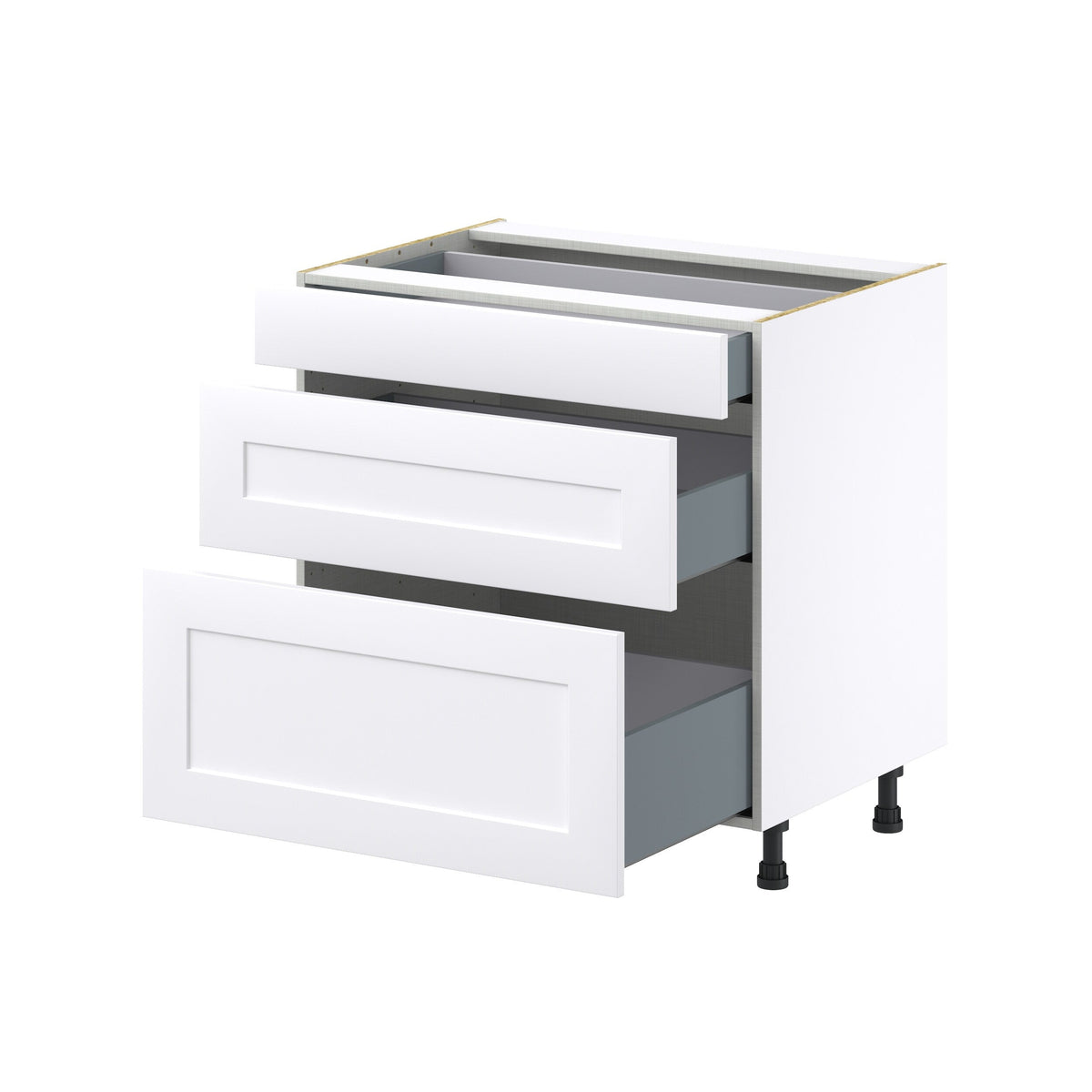 Hugo&Borg 33-in W x 34.5-in H x 24-in D Warm White 3-Drawer Base Fully Assembled Cabinet (Recessed Panel Style)