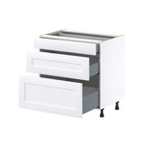 Hugo&Borg 33-in W x 34.5-in H x 24-in D Warm White 3-Drawer Base Fully Assembled Cabinet (Recessed Panel Style)