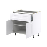 Hugo&Borg Jolie 33-in W x 34.5-in H x 25-in D Warm White 1-Drawer Base Fully Assembled Cabinet (Recessed Panel Shaker Style)