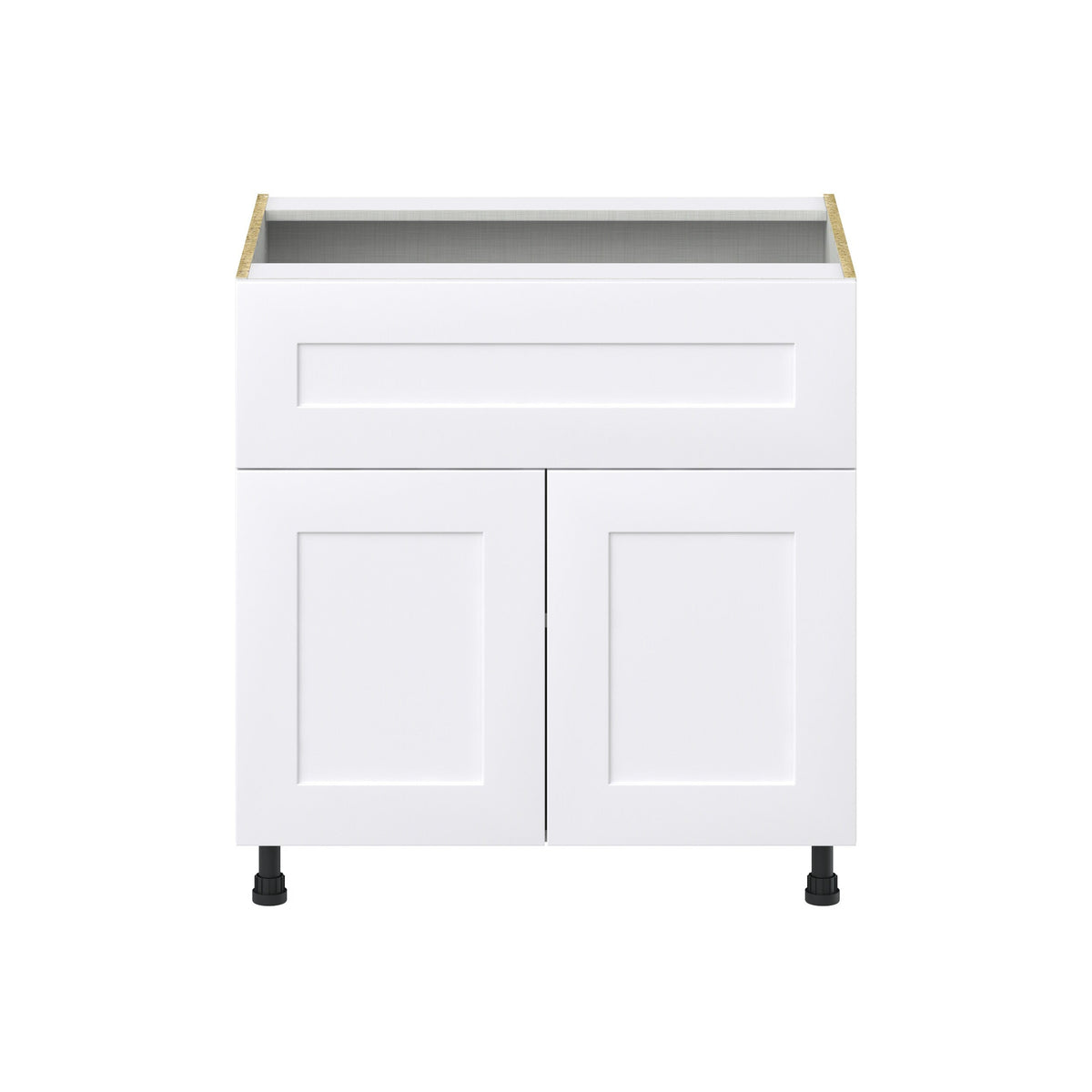 Hugo&Borg Jolie 33-in W x 34.5-in H x 25-in D Warm White 1-Drawer Base Fully Assembled Cabinet (Recessed Panel Shaker Style)