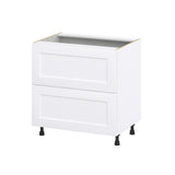 Hugo&Borg Jolie 33-in W x 34.5-in H x 24-in D Warm White 2-Drawer Base Fully Assembled Cabinet (Recessed Panel Style)