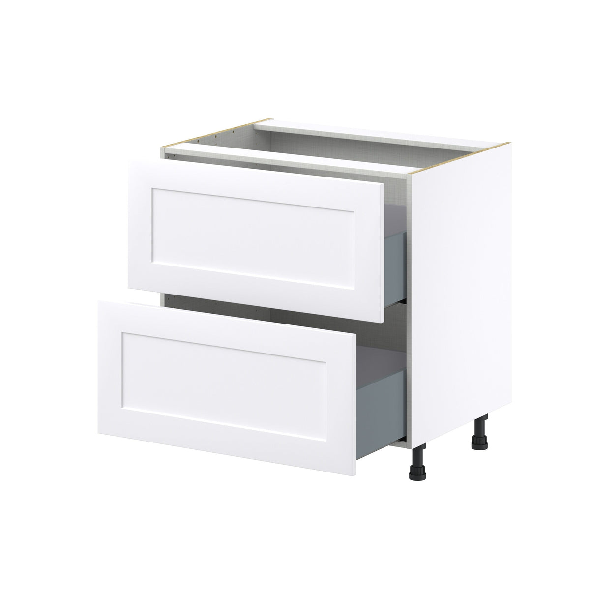 Hugo&Borg Jolie 33-in W x 34.5-in H x 24-in D Warm White 2-Drawer Base Fully Assembled Cabinet (Recessed Panel Style)