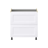 Hugo&Borg Jolie 33-in W x 34.5-in H x 24-in D Warm White 2-Drawer Base Fully Assembled Cabinet (Recessed Panel Style)