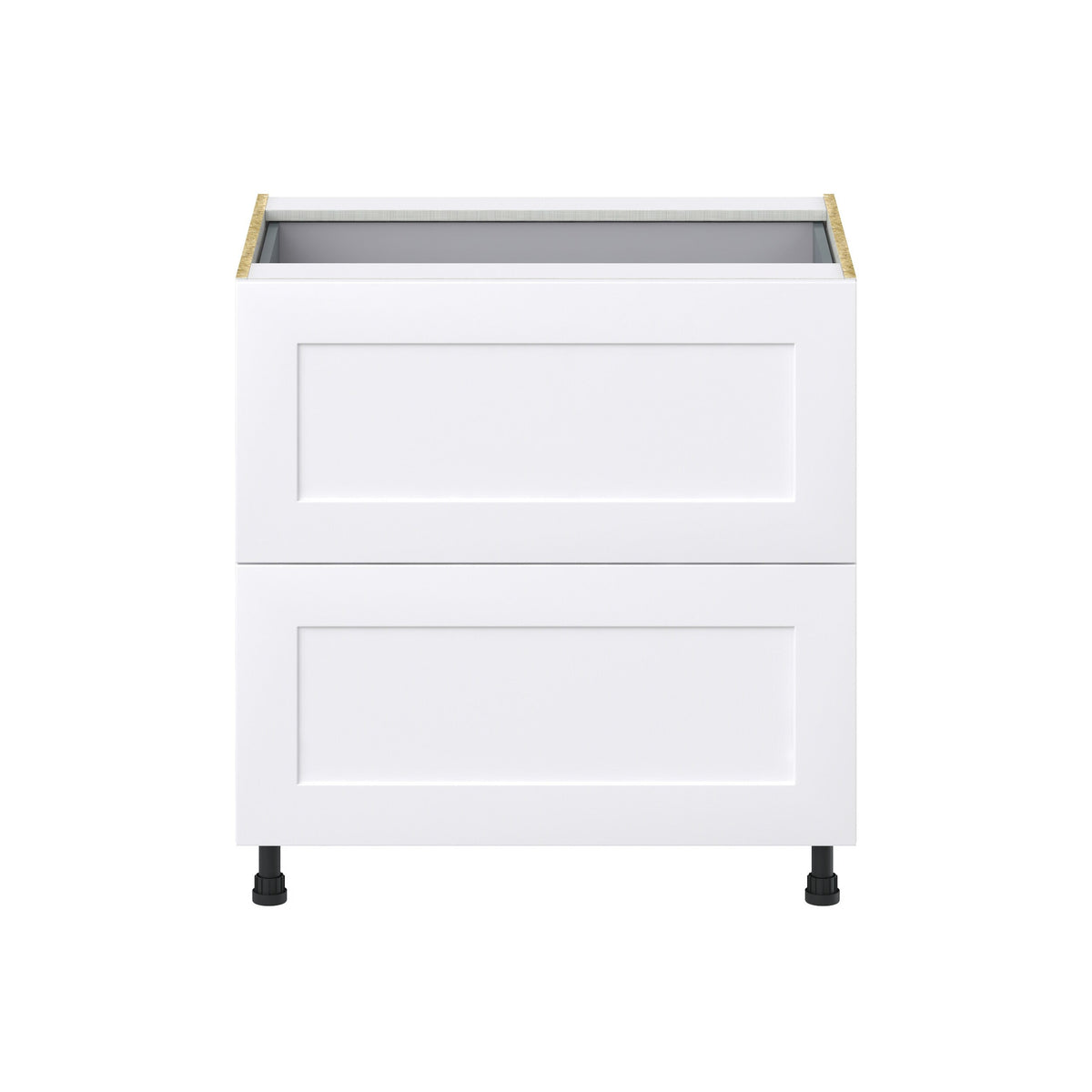 Hugo&Borg Jolie 33-in W x 34.5-in H x 24-in D Warm White 3-Drawer Base Fully Assembled Cabinet (Recessed Panel Style)