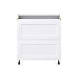 Hugo&Borg Jolie 33-in W x 34.5-in H x 24-in D Warm White 3-Drawer Base Fully Assembled Cabinet (Recessed Panel Style)