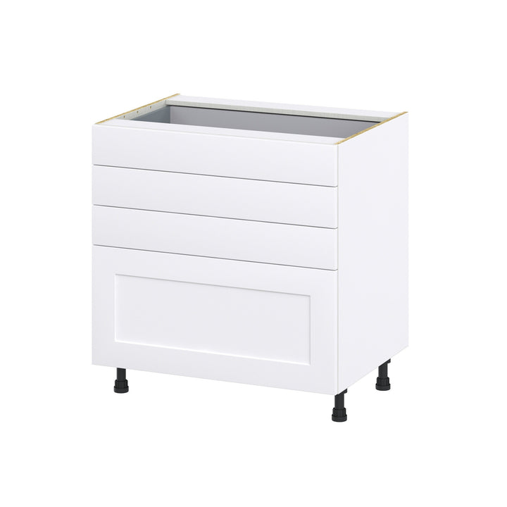 Hugo&Borg Jolie 33-in W x 34.5-in H x 24-in D Warm White 4-Drawer Base Fully Assembled Cabinet (Recessed Panel Style)