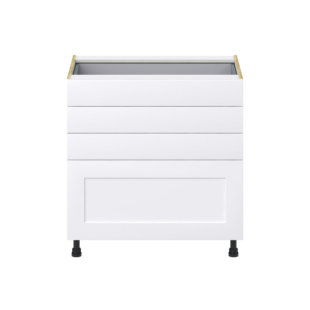 Hugo&Borg Jolie 33-in W x 34.5-in H x 24-in D Warm White 4-Drawer Base Fully Assembled Cabinet (Recessed Panel Style)