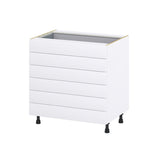 Hugo&Borg 33-in W x 34.5-in H x 24-in D Warm White 6-Drawer Base Fully Assembled Cabinet (Recessed Panel Style)