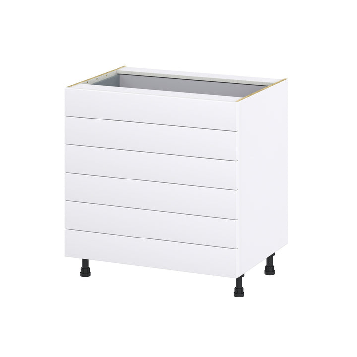 Hugo&Borg 33-in W x 34.5-in H x 24-in D Warm White 6-Drawer Base Fully Assembled Cabinet (Recessed Panel Style)