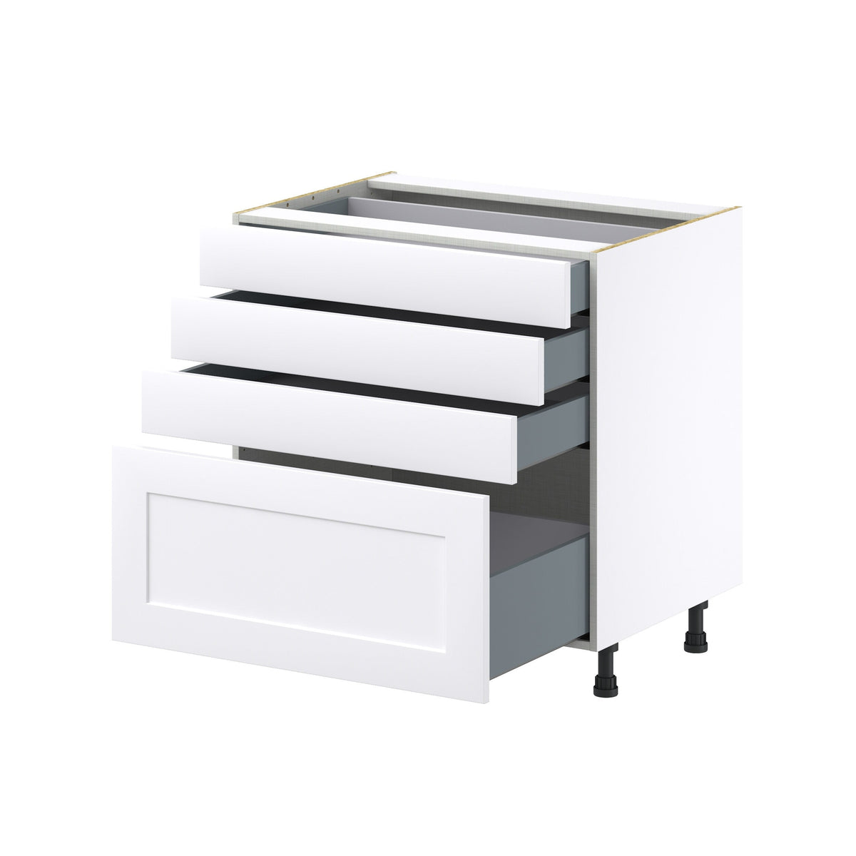Hugo&Borg Jolie 33-in W x 34.5-in H x 24-in D Warm White 4-Drawer Base Fully Assembled Cabinet (Recessed Panel Style)