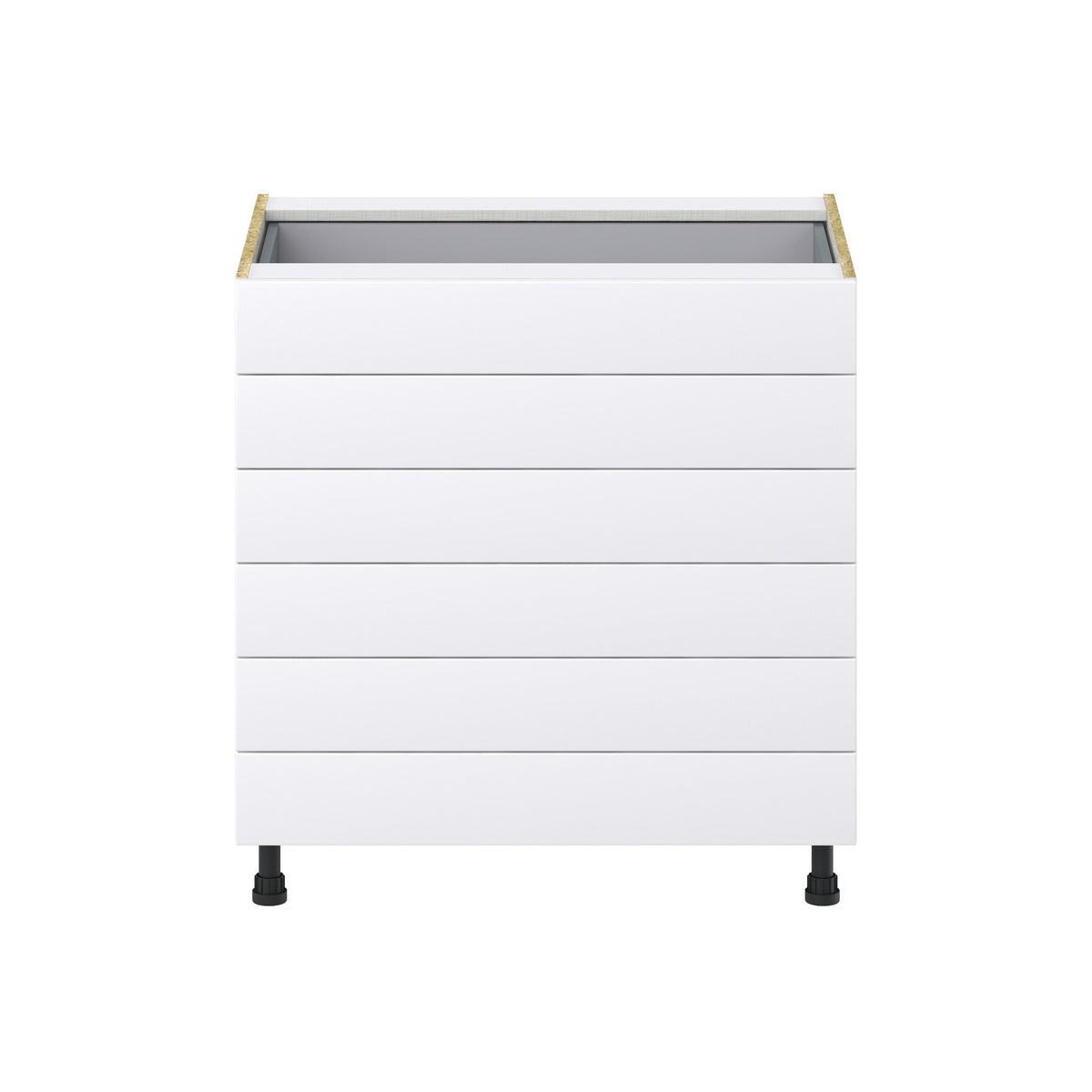 Hugo&Borg 33-in W x 34.5-in H x 24-in D Warm White 6-Drawer Base Fully Assembled Cabinet (Recessed Panel Style)