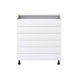 Hugo&Borg 33-in W x 34.5-in H x 24-in D Warm White 6-Drawer Base Fully Assembled Cabinet (Recessed Panel Style)