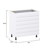 Hugo&Borg 33-in W x 34.5-in H x 24-in D Warm White 6-Drawer Base Fully Assembled Cabinet (Recessed Panel Style)