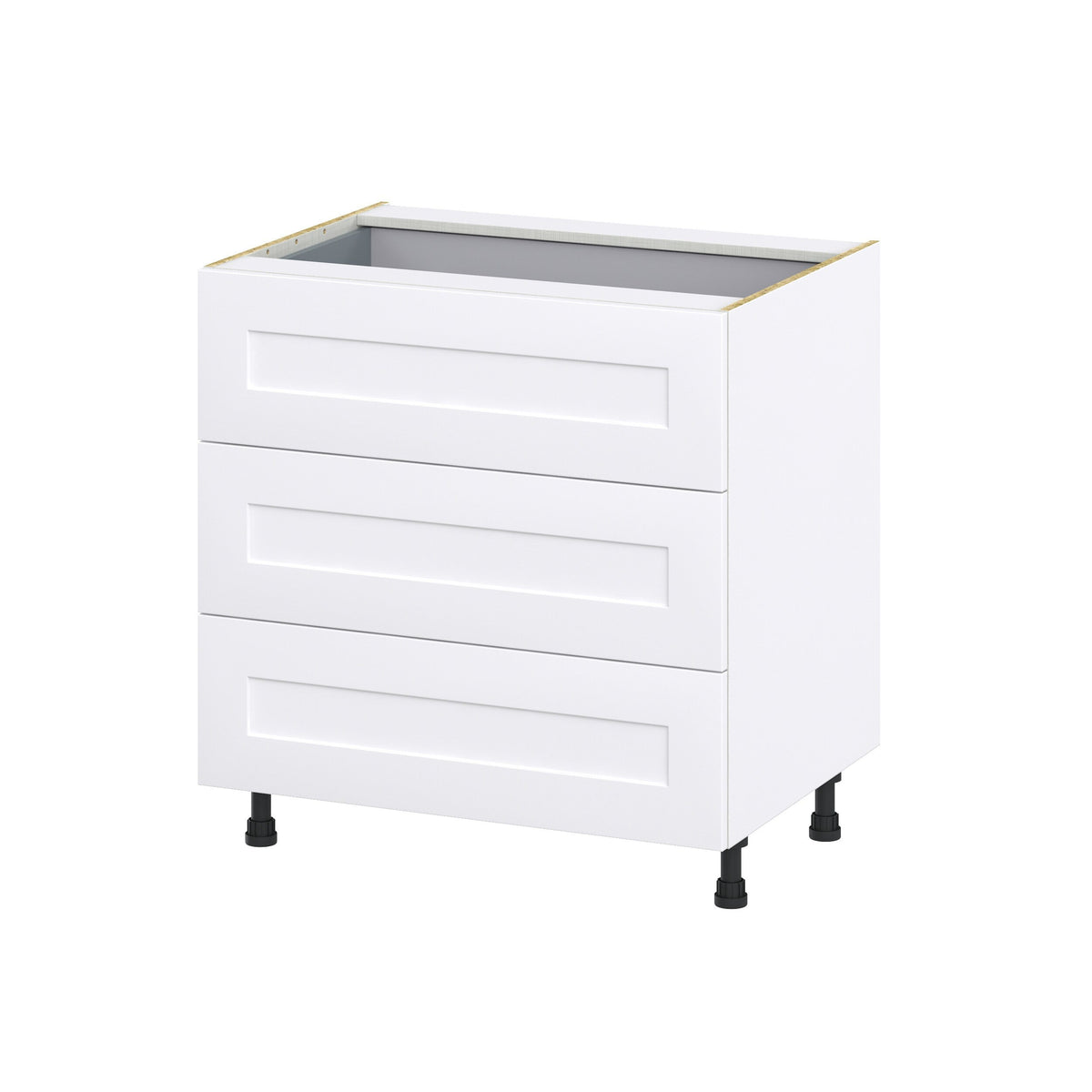 Hugo&Borg Jolie 33-in W x 34.5-in H x 24-in D Warm White 4-Drawer Base Fully Assembled Cabinet (Recessed Panel Style)