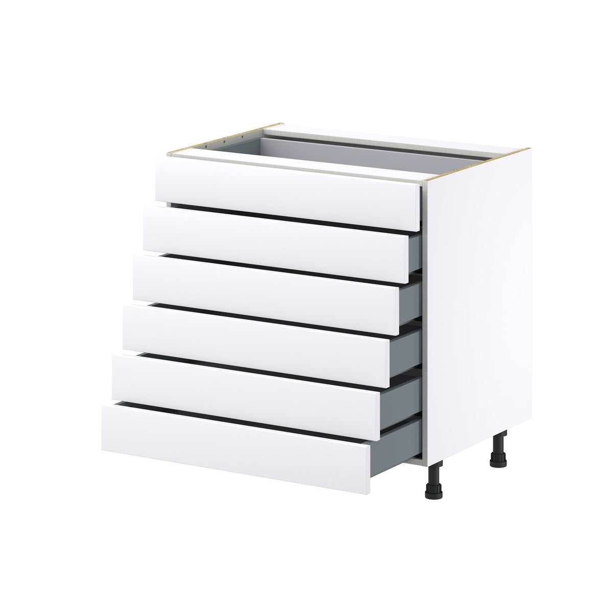 Hugo&Borg 33-in W x 34.5-in H x 24-in D Warm White 6-Drawer Base Fully Assembled Cabinet (Recessed Panel Style)