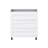 Hugo&Borg Jolie 33-in W x 34.5-in H x 24-in D Warm White 4-Drawer Base Fully Assembled Cabinet (Recessed Panel Style)
