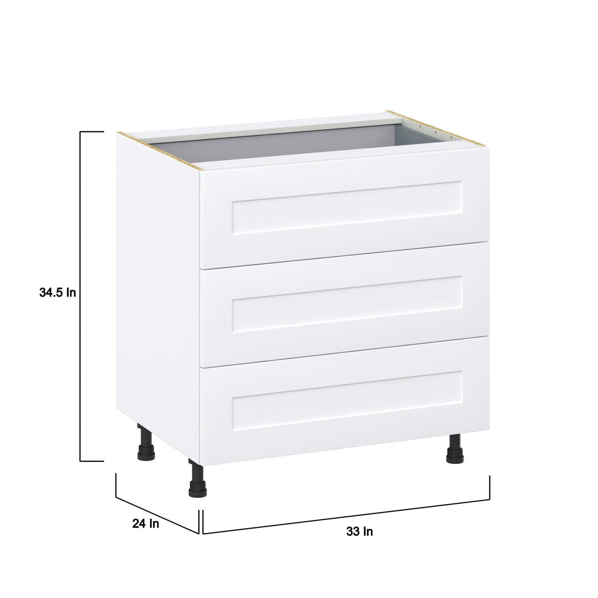 Hugo&Borg Jolie 33-in W x 34.5-in H x 24-in D Warm White 4-Drawer Base Fully Assembled Cabinet (Recessed Panel Style)