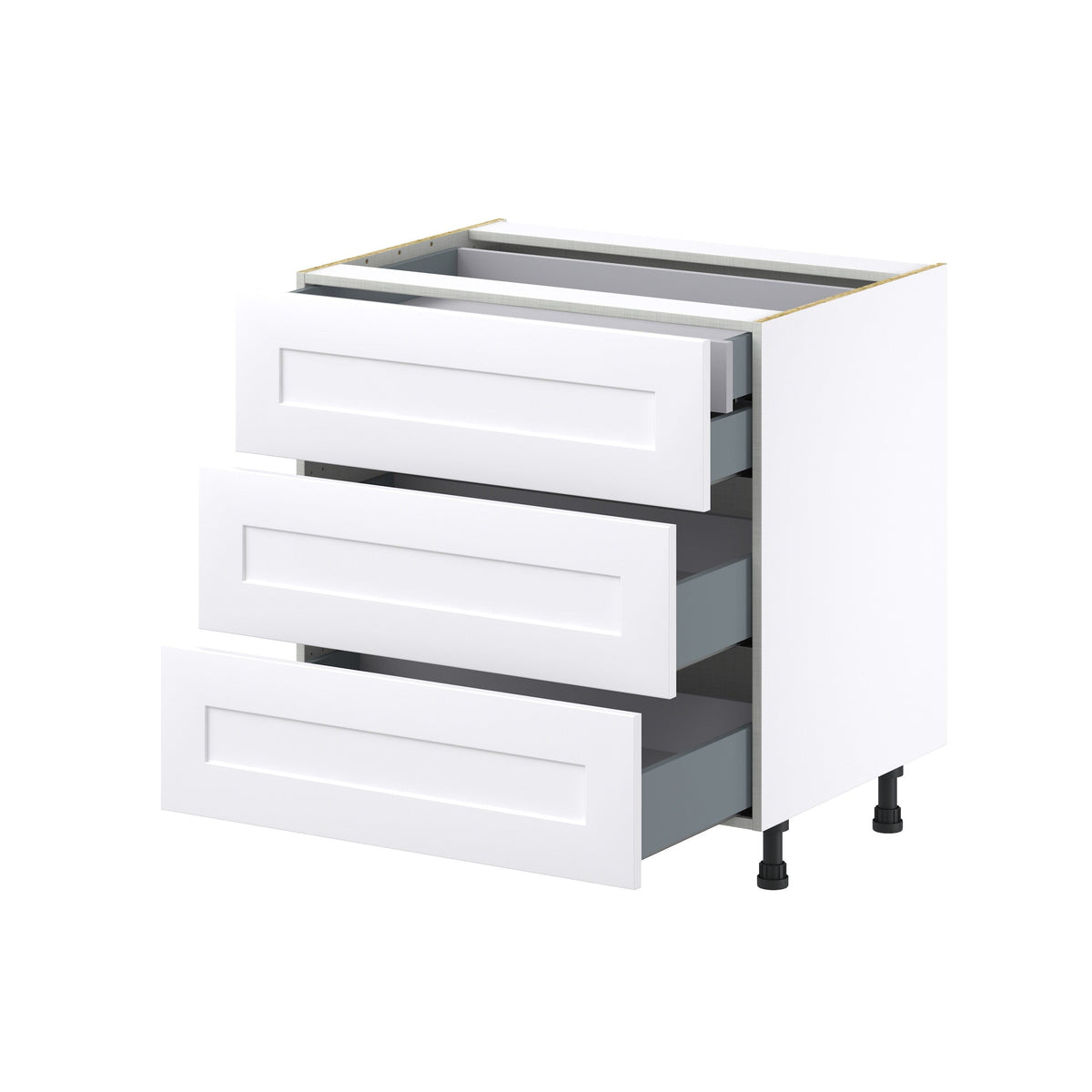 Hugo&Borg Jolie 33-in W x 34.5-in H x 24-in D Warm White 4-Drawer Base Fully Assembled Cabinet (Recessed Panel Style)