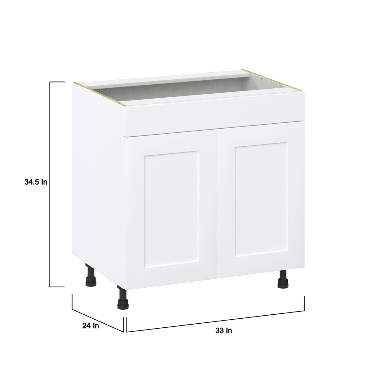 Hugo&Borg Jolie 33-in W x 34.5-in H x 24-in D Warm White Sink Base Fully Assembled Cabinet (Recessed Panel Shaker Style)