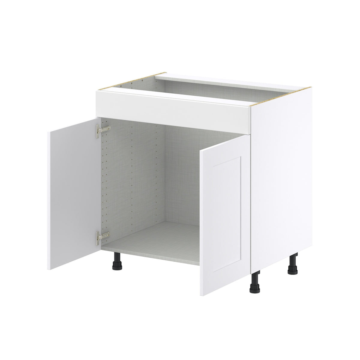 Hugo&Borg Jolie 33-in W x 34.5-in H x 24-in D Warm White Sink Base Fully Assembled Cabinet (Recessed Panel Shaker Style)