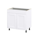 Hugo&Borg Jolie 33-in W x 34.5-in H x 24-in D Warm White Sink Base Fully Assembled Cabinet (Recessed Panel Shaker Style)