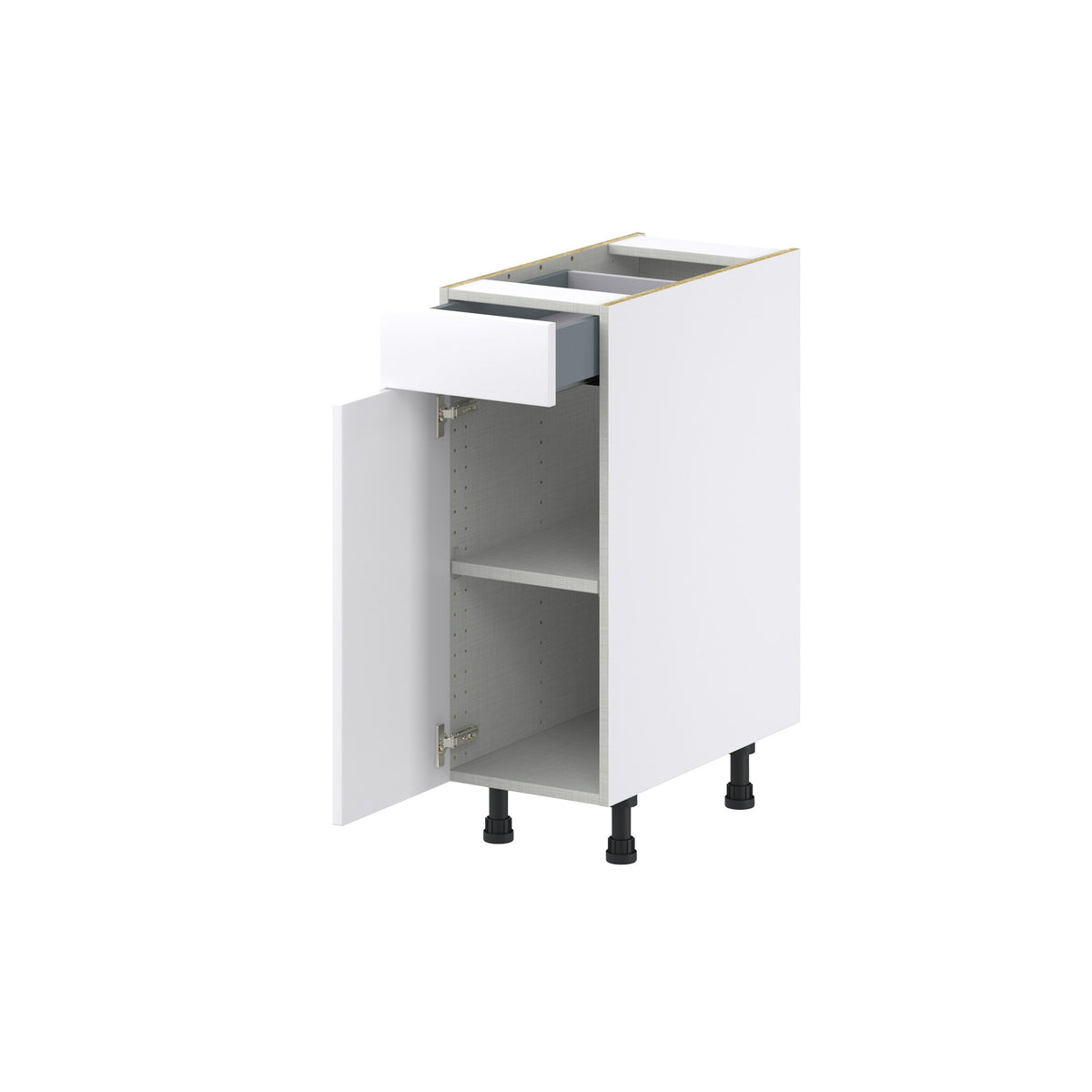 Hugo&Borg 12-in W x 34.5-in H x 24-in D Warm White 1-Drawer Base Fully Assembled Cabinet (Recessed Panel Shaker Style)